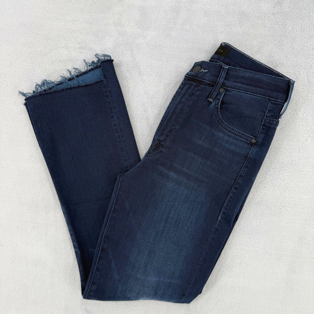 Mother The Insider Crop Step Fray Jeans Night Tripper Dark Wash Womens Size 26